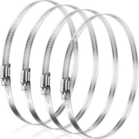 Set of 4 hose clamps 194-216 mm in 304 stainless steel - Adjustable hose clamps for pool hose, ventilation hose, drain hose (1/5)
