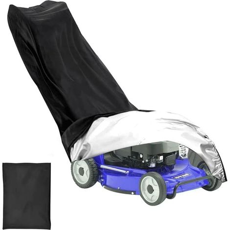 Housse de Tondeuse à Gazon, Couverture Etanche Anti-Poussière Oxford 210D Avec Boucles, Cordon Serrage et Sac Rangement (193 x 64 x 112 cm) – Noir (1/5)