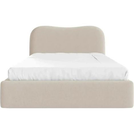 JULIETTE - Lit coffre tissu chiné Beige 200x200cm (1/5)