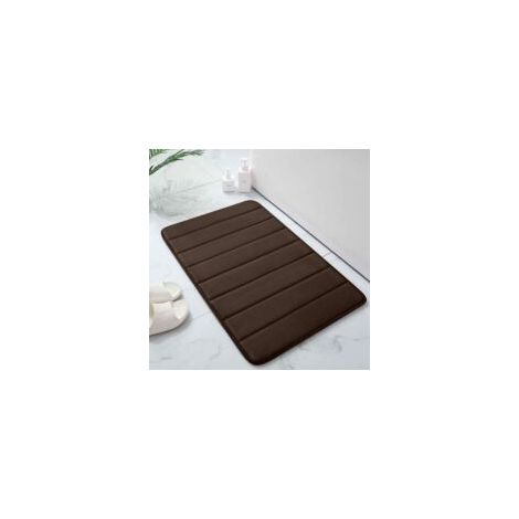 Tappetino da bagno in memory foam, 40 x 60 cm, ultra morbido e antiscivolo, assorbente e lavabile in lavatrice, per bagno, doccia e vasca, marrone - Crezuo