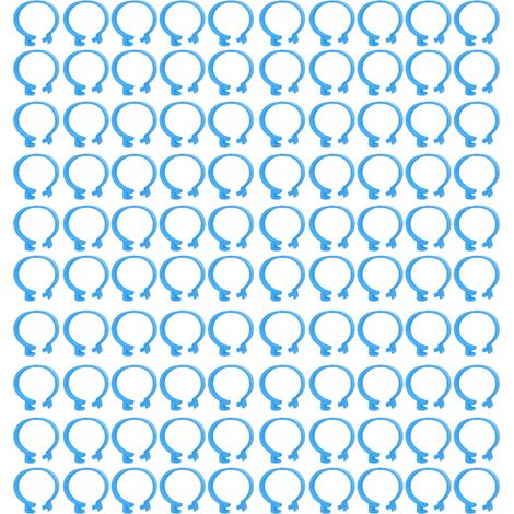 100Pcs Anneaux de Patte en Plastique Bleu 25mm pour Poulets Canards Oiseaux - Bagues d'Identification à Boucle Ouverte Type Buckle pour Volaille
