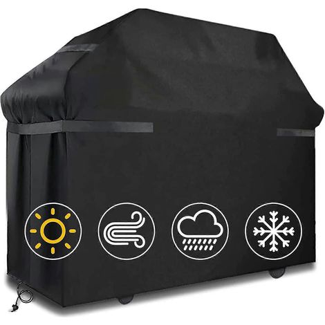 Housse de barbecue imperméable, coupe-vent et résistante aux déchirures avec sangles et sac de rangement (145 x 61 x 117 cm) (1/4)