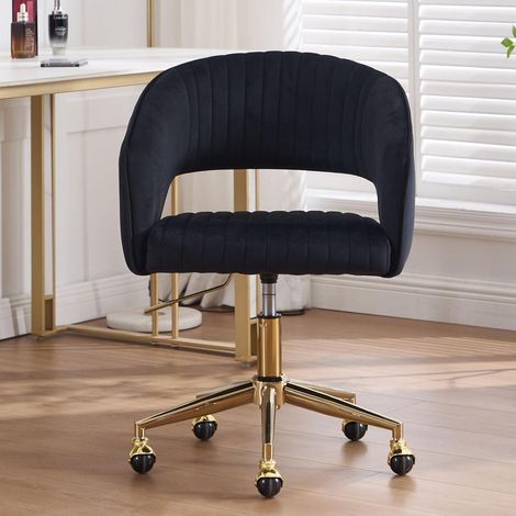 Bürostuhl verstellbar Chenille Schreibtischstuhl Schwarz (1/5)