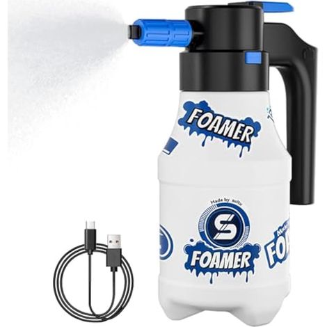 Pulvérisateur à mousse électrique de 1,5 l pour voiture - 33 x 12,5 cm - Pulvérisateur de lavage de voiture - Vaporisateur électrique - Pistolet à mousse - Pulvérisateur portable - Arrosage (1/4)