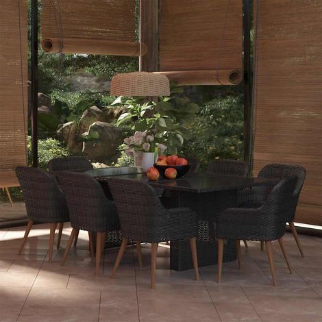 Ensemble à manger de jardin 9 pcs-Salon de jardin Résine tressée Noir 527739 (1/5)