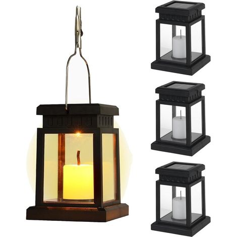 Lanternes solaires étanches à bougies vacillantes, à suspendre ou à poser, décoration pour jardin, terrasse et espaces extérieurs (1/5)