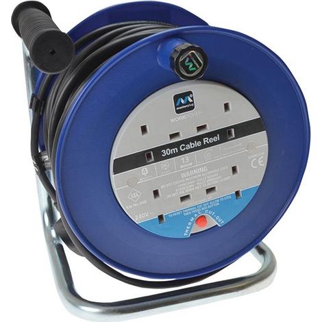 Masterplug Heavy-Duty Cable Reel 240V 13A 4-Socket Thermal Cut-Out 30m MSTLDCT30134