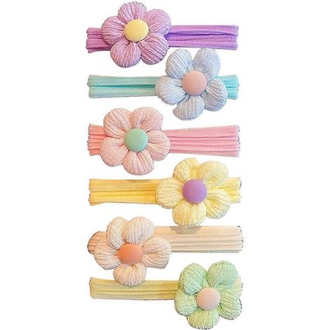 Lot de 6 élastiques à cheveux pour femmes, avec nœud papillon décoratif, couleurs vives, pour cheveux épais et fins, très élastiques.-B (1/5)