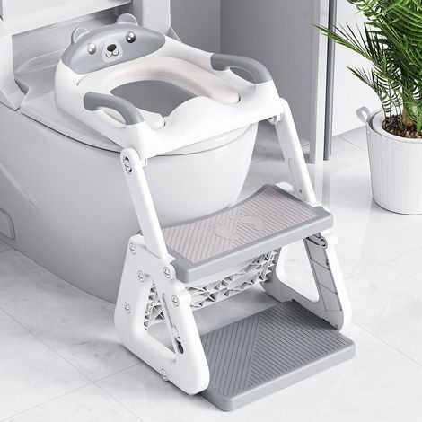Réducteur Toilette Enfant - 1 Unité - PVC et TPE - Pliable et Antidérapant - Garçons et Filles - Gris (1/5)