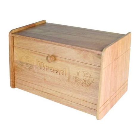 Rubber Wood Carved Bread Bin