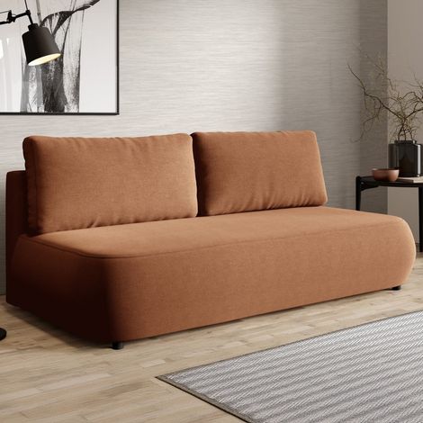 Sofá Cama 2 Plazas Brugnato, Con Cajón, Cojines Desenfundables, Reclinable, 210x106 cm Naranja (1/5)