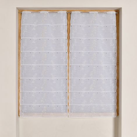 Modulable brodé à motif feuillage Naturel 90x220 cm