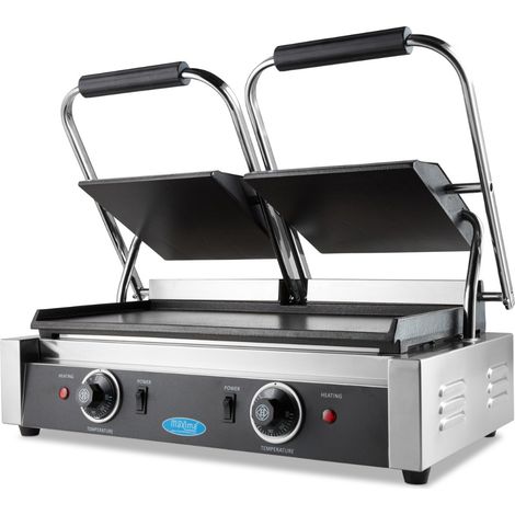 Grill contact - Lisse - Double plaque de grill - 2 x 22cm - Maxima