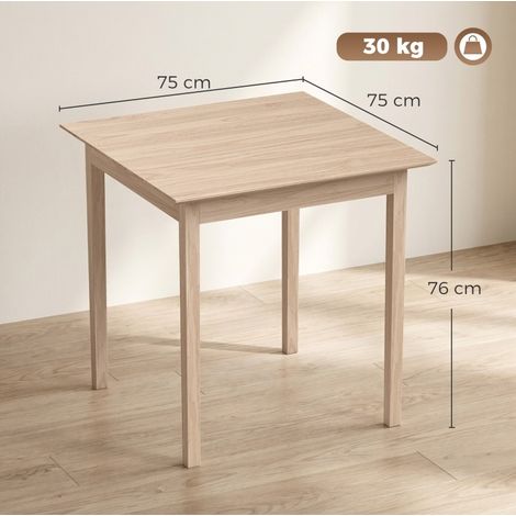 Mesa de comedor cuadrada 75x75x76 cm de madera natural para 2 personas - MEUBLIV (1/5)