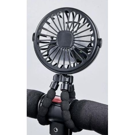 Oktopusförmiger Ventilator, USB-Ladefunktion, drei Geschwindigkeitsstufen mit Nachtlicht, keine Oszillationsfunktion, schwarz. (1/5)