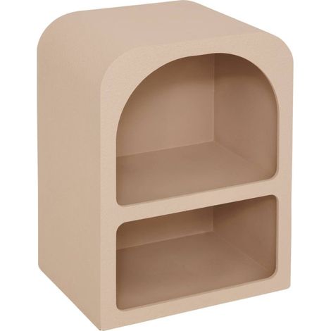Atmosphera – Table de chevet Soleya beige moyen 40x30cm – Bois MDF certifié FSC® – 2 niches – Style méditerranéen – H. 55 cm