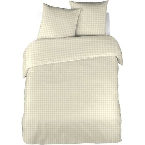Parure de Lit - COTE DECO - Housse de Couette 240x220 cm - Microfibre - Losange en Relief - Beige