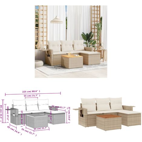 5-tlg. Garten-Sofagarnitur mit Kissen Beige Poly Rattan - Gartenmöbel - Esszimmergarnituren - Outdoor Möbel - Lounge Set - Rattan Gartenmöbel - Home & Living (1/3)