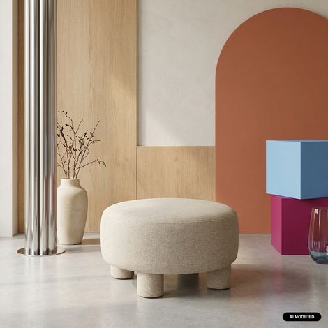 Pouf. repose-pieds pour canapé Zenio tissu beige - Zenio (1/3)