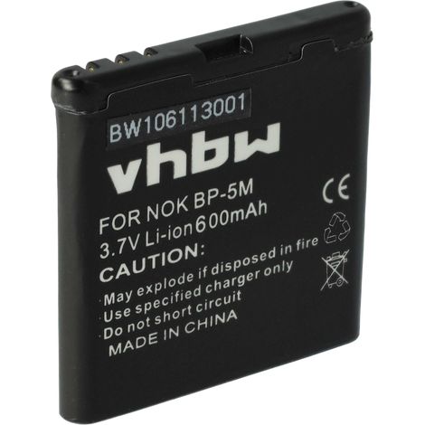 vhbw Akku kompatibel mit Nokia 7390, 8600 Luna Handy Smartphone Telefon (600 mAh, 3,7 V, Li-Ion) (1/5)