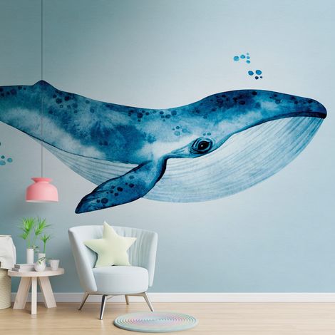 Fototapete Profhome 383001 heißgeprägte Vliestapete glatt Kindertapete matt blau pastell-blau 3,71 m x 2,8 m