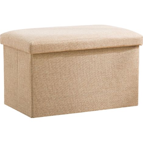Folding Fabric Storage Ottoman Collapsible Storage Footrest Stool Multifunctional Storage Box for Living Room Dormitory Khaki L (1/5)