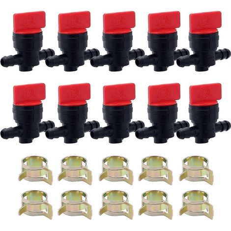 Vanne d'arrêt de carburant en ligne Bluezoo 1/4" pour tondeuse à gazon Kohler (références 493960, 494768 et 698183). Remplace les modèles AM36141 et AM107340. Lot de 10 vannes d'arrêt de carburant. (1/5)