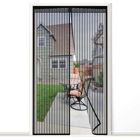 QORVA-Moustiquaire de Porte Magnétique 90x210cm avec joint en dentelle et Aimants Puissants, Maille Durable de Polyester, Bande Magique Plein Cadre, Insecte lourd de Patio Moustiquaire de Porte