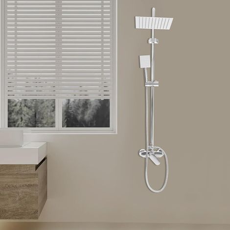 Duscharmatur Komplettset, Silber Duschsystem mit Duscharmatur, Edelstahl Regendusche Duschset mit großer Regendusche und Handbrause