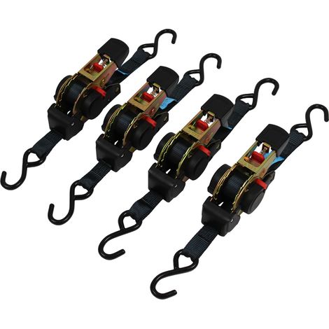 4x Automatik Spanngurt Zurrgurt 1,8m x 25mm 320/640 daN selbstaufrollend mit S-Haken