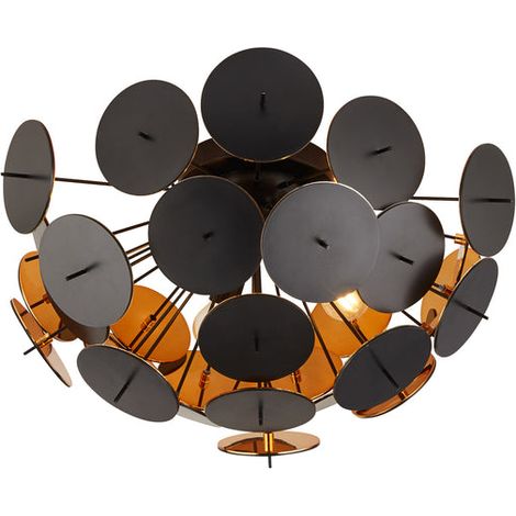 [GEBRAUCHT] B-Ware Searchlight Deckenleuchte Lampe Discus Schwarz Gold Dreiflammig Stahl Kunststoff (1/2)