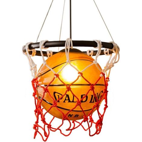 Lámpara colgante creativa de baloncesto Ineasicer con pantalla de vidrio y casquillo E27, lámpara de cobre (1/4)