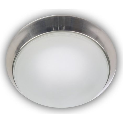 Deckenleuchte, Glas Weiß mit Klarrand, Dekorring Nickel matt, Ø 25cm (1/2)