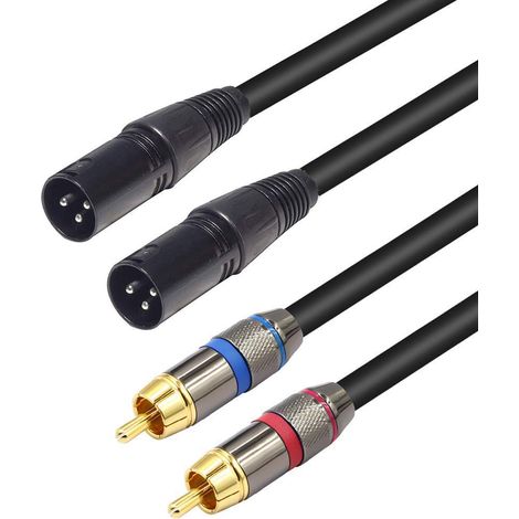 Câble double XLR vers RCA - Câble de raccordement audio stéréo haute résistance 2 x XLR vers 2 x RCA XLRM 1.5m (1/5)