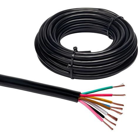 10M Câble de Remorque 8 Fils, 12v 24v 7x0,5+1x1.0mm² Véhicule Câble Rond, Pour Caravane Camion Camping - Car Remorque (1/5)