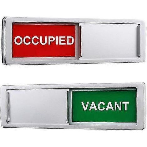 Panneau de confidentialité « Libre/Occupé » - Indicateur de porte coulissante - 18 cm x 5 cm - Argent (1/5)