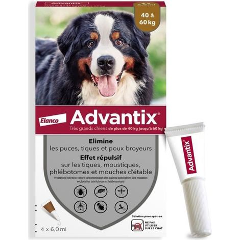Advantix Chien Solution Antiparasitaire Tres Grande Race 40 a 60kg 4 pipettes