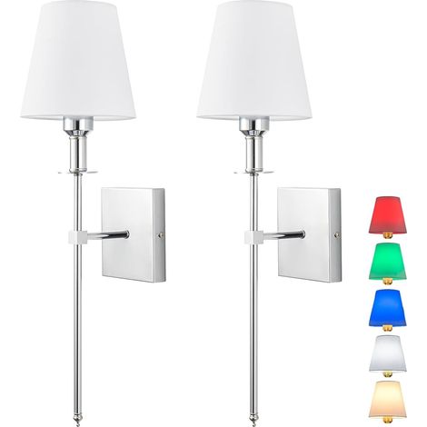 Wiederaufladbare kabellose LED-Wandleuchte mit USB-Ladeanschluss und Fernbedienung, geeignet für den Innenbereich in Schlafzimmer, Wohnzimmer, Flur oder Restaurant (Farbe: Chrom) (1/5)