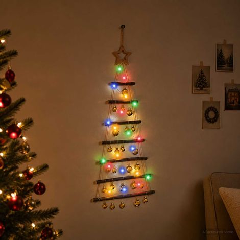vidaXL Árbol de Navidad colgante con bolas 90 cm 30 LED Multicolor (1/5)