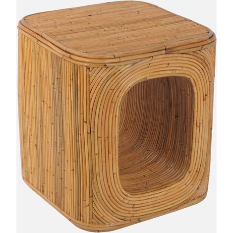 Mesa auxiliar, mesita de noche de ratán natural (1/5)