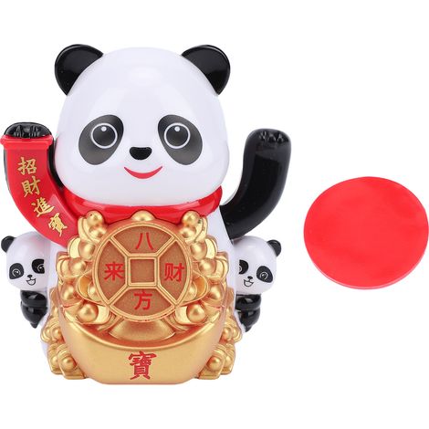Ortviai Figurine Panda Solaire à Bras Mouvant pour Tableau de Bord, Bureau ou Caisse – Modèle C, Plastique, 7,2 x 6,8 x 8,5 cm