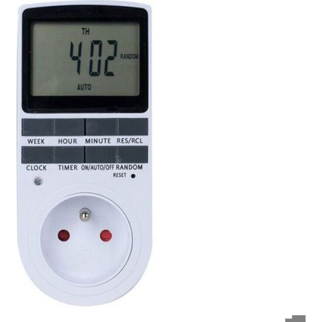 Prise Programmable - 16 A - 3680 W - Minuterie Hebdomadaire Et Journalière - Mode Aléatoire Antivol Et Éco Énergie - 1 Pièce (1/4)