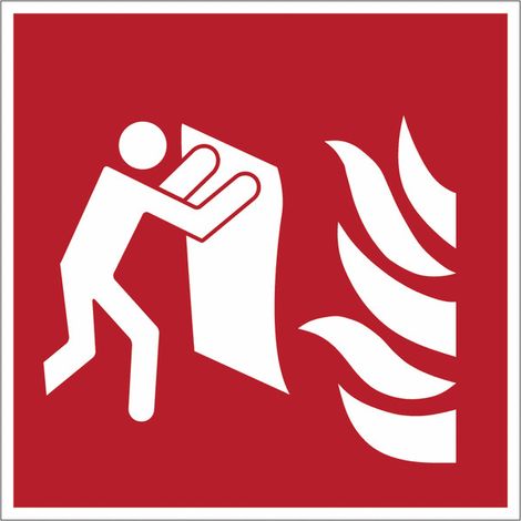 Pannello adesivo antincendio ISO 7010 "Coperta antincendio" - F016