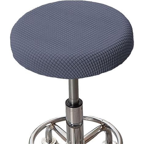 (4 piezas en gris) Funda para taburete redondo, funda para taburete de bar, tela lujosa, diámetro 30-36 cm, elástica, antiarrugas, lavable, a prueba de polvo (1/4)