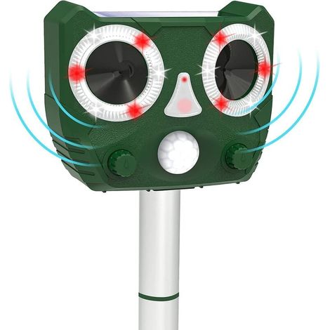 Outdoor Ultrasonic Cat Repeller, Anti Mole Dog Repeller, Solar Charging, USB Charging, Adjustable Frequency to Keep Animals Away, Repellent, Squirrels, Mice and Birds, Waterproof IP55 (1/5)