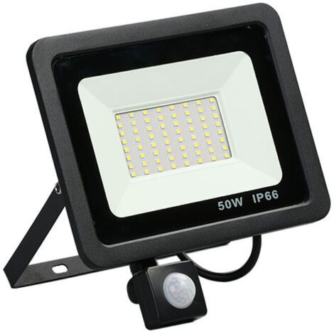 50W Projecteur Exterieur Detecteur de Mouvement, 6500K Blanc Froid 64 Leds Super Lumineux Spot, IP66 Etanche Eclairage Exterieur Avec Detecteur pour Jardin, Patio, Garage [Classe énergétique F] (1/4)