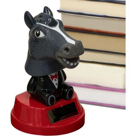 Figurines de tableau de bord Tête de Cheval Mignonne à Énergie Solaire pour Statuette d'animal pour tableau de bord auto Pour véhicules berline, camion, SUV, pick-up, maison (1/5)