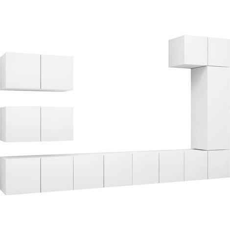 Maison Exclusive - 8-tlg. TV-Schrank-Set Weiß Holzwerkstoff