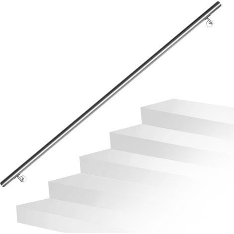 Randaco Corrimano in acciaio inox 180 cm appoggiamano a parete materiale di montaggio a parete per interni ed esterni (1/5)