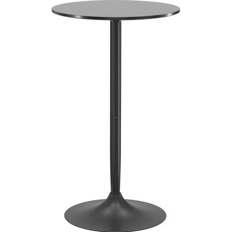 Table Haute Bar 60 X 102 Cm En Mdf Noir, Design Compact, Base Acier Poudré Stable (1/5)